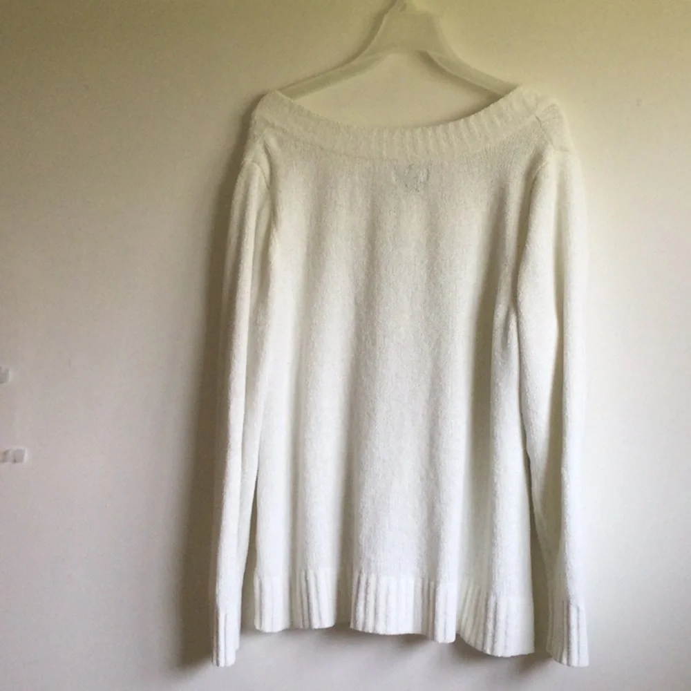 Sonoma Oversized Soft V-Neck Sweater, off-white, labeled size XL - Picture 2 of 8